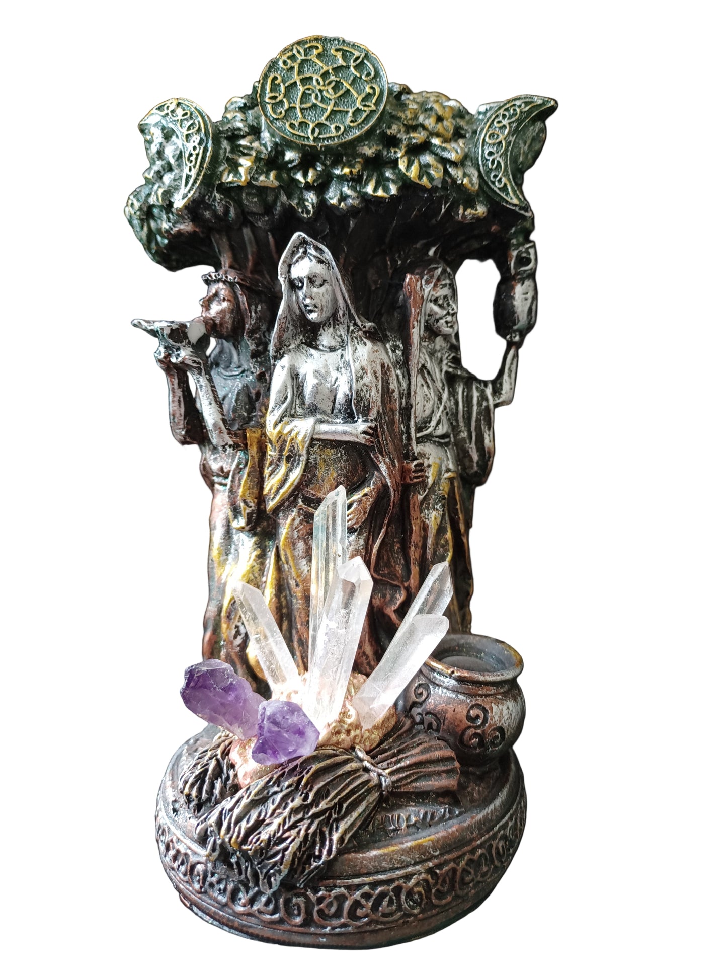 Mother Maiden Crone Crystal Figurine
