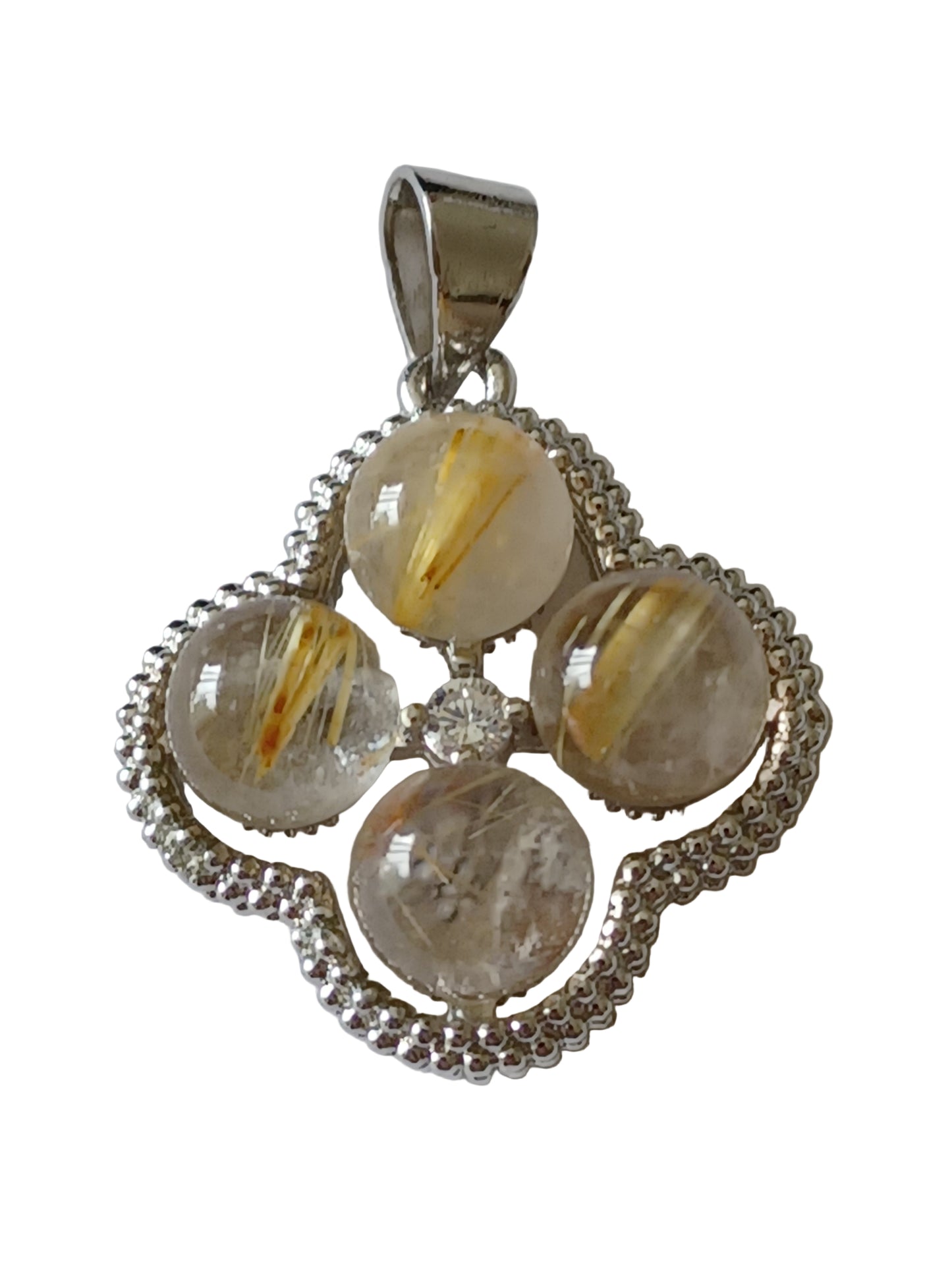4 Stones + Rhinestone Pendant