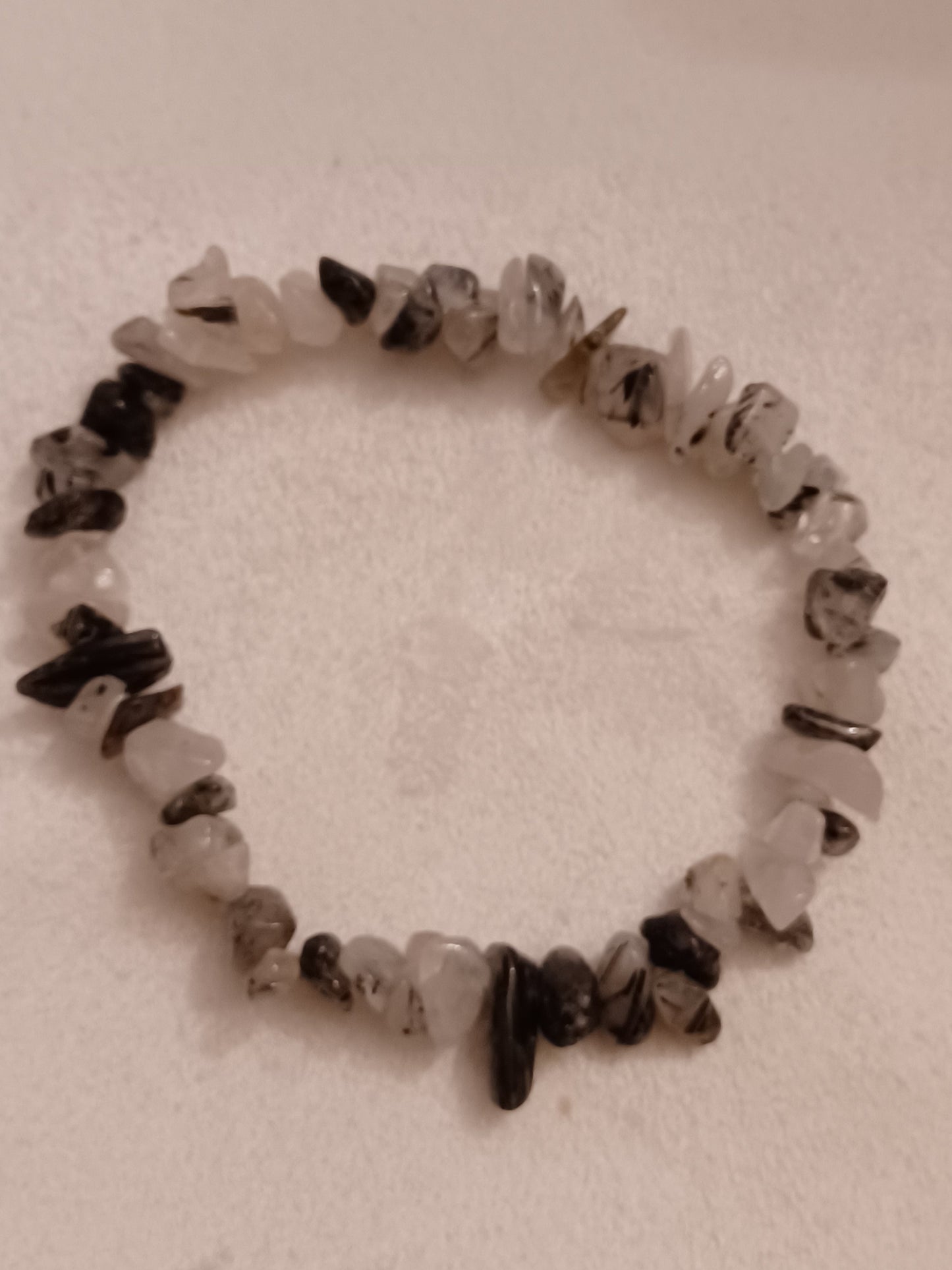 Tourmalinated Quartz Natural Stone Stretch Bracelet