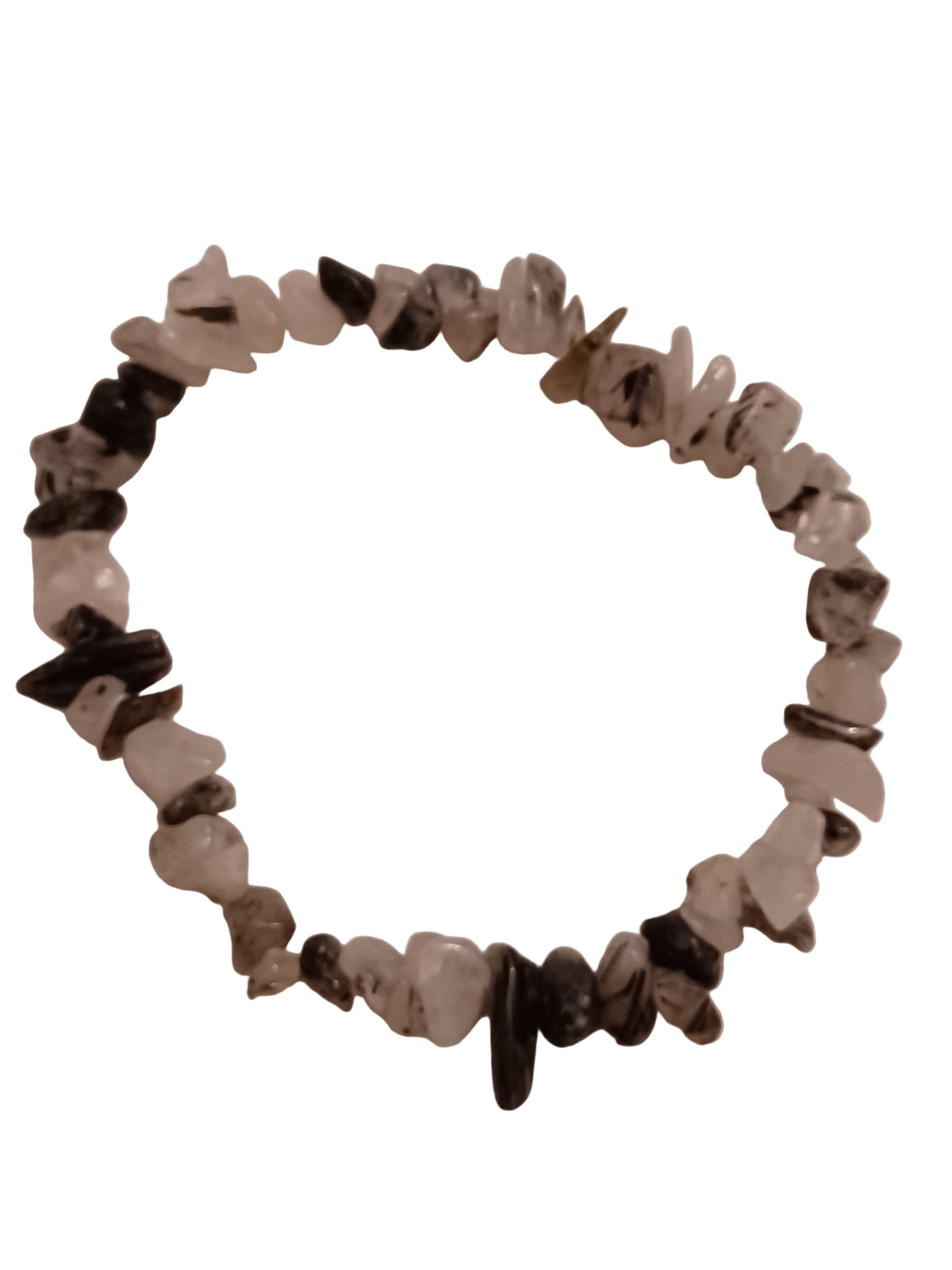 Tourmalinated Quartz Natural Stone Stretch Bracelet