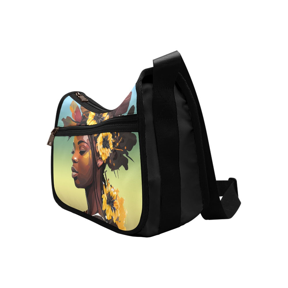 Floral African American Beauty Shoulder Bag