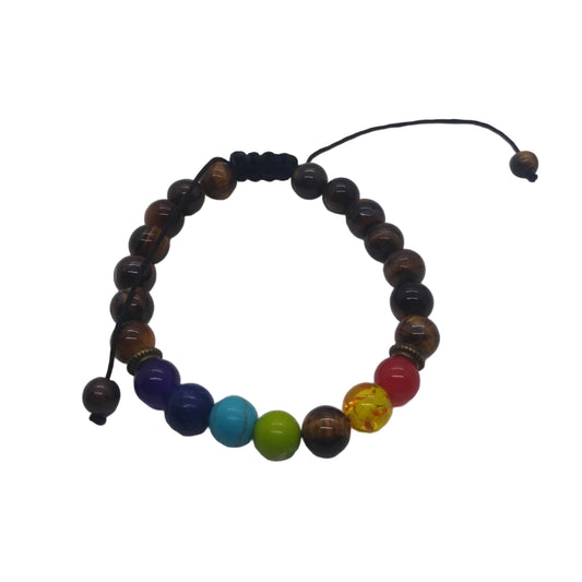 Tiger Eye and Chakra Bracelet