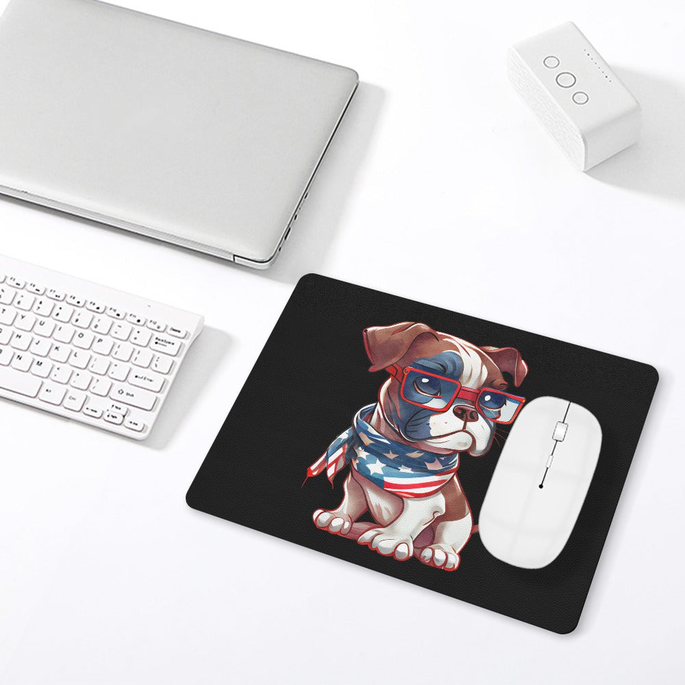 Patriotic Boxer Leather Mouse Pad