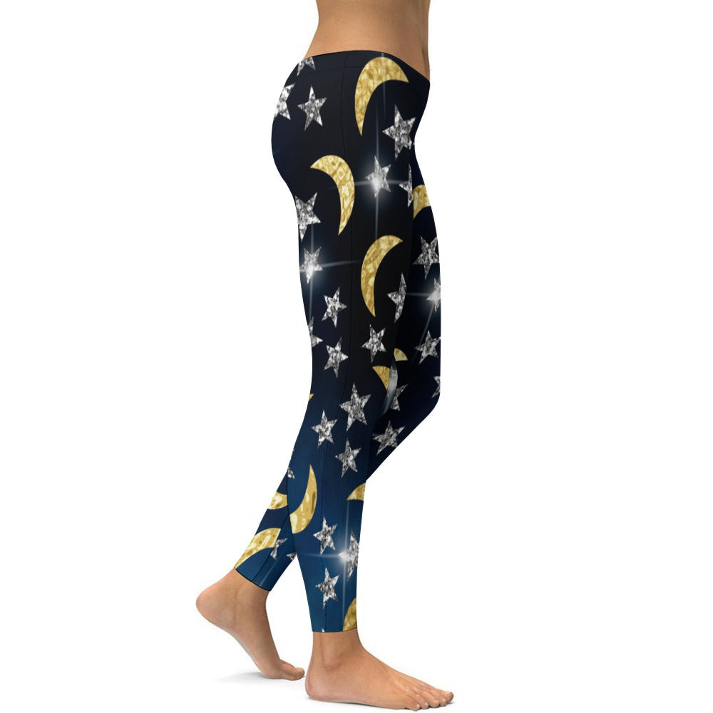 Moon and Stars Soft Ladies Tight Yoga Pants