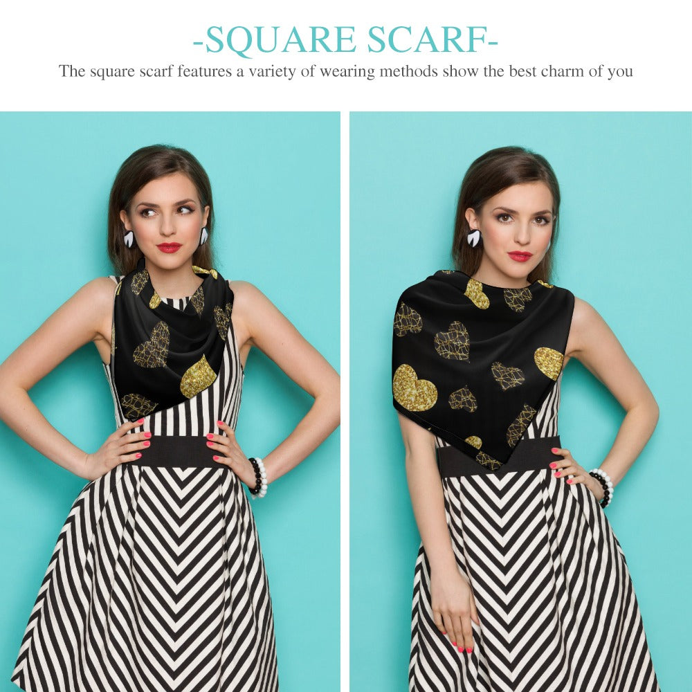 Hearts Plaid Soft & Shiny Silk Scarves