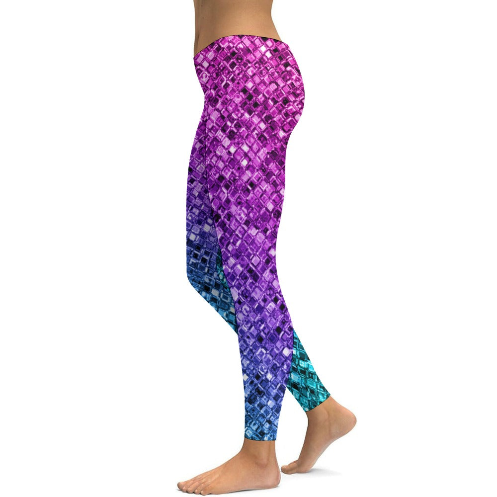 Ombre Glitter Soft Ladies Tight Yoga Pants