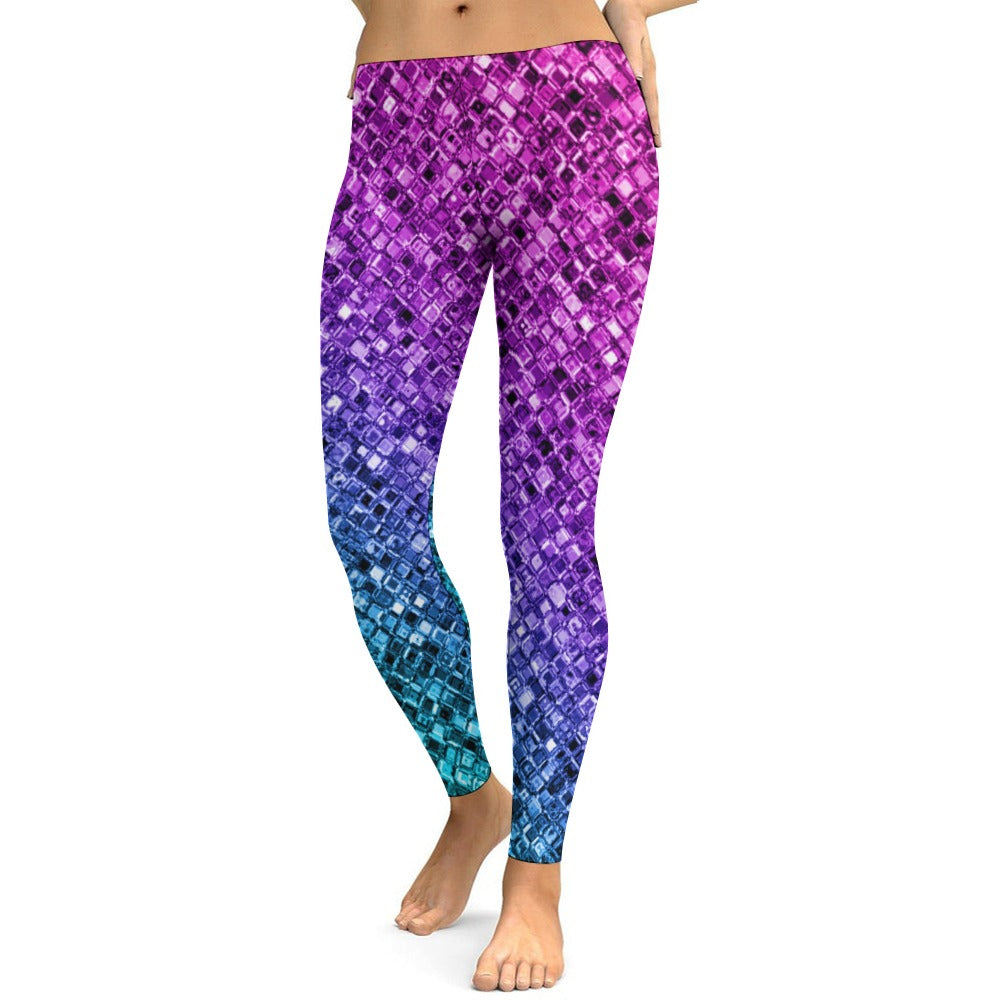 Ombre Glitter Soft Ladies Tight Yoga Pants