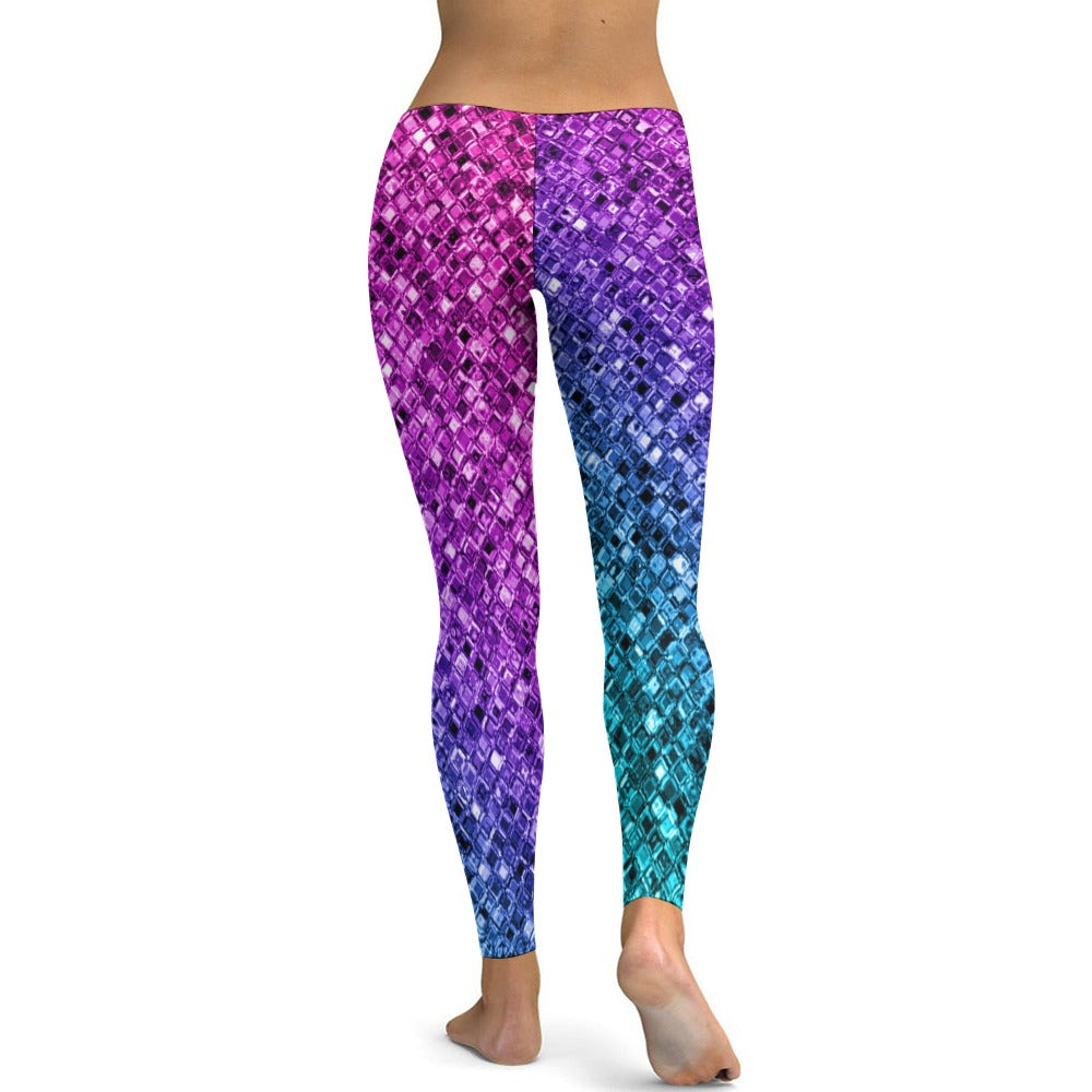 Ombre Glitter Soft Ladies Tight Yoga Pants
