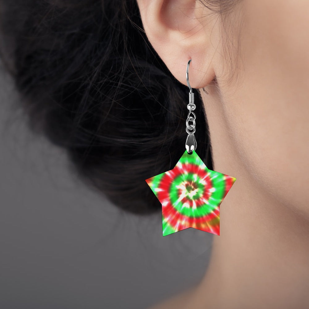 Wooden Tie Dye Swirl Earrings