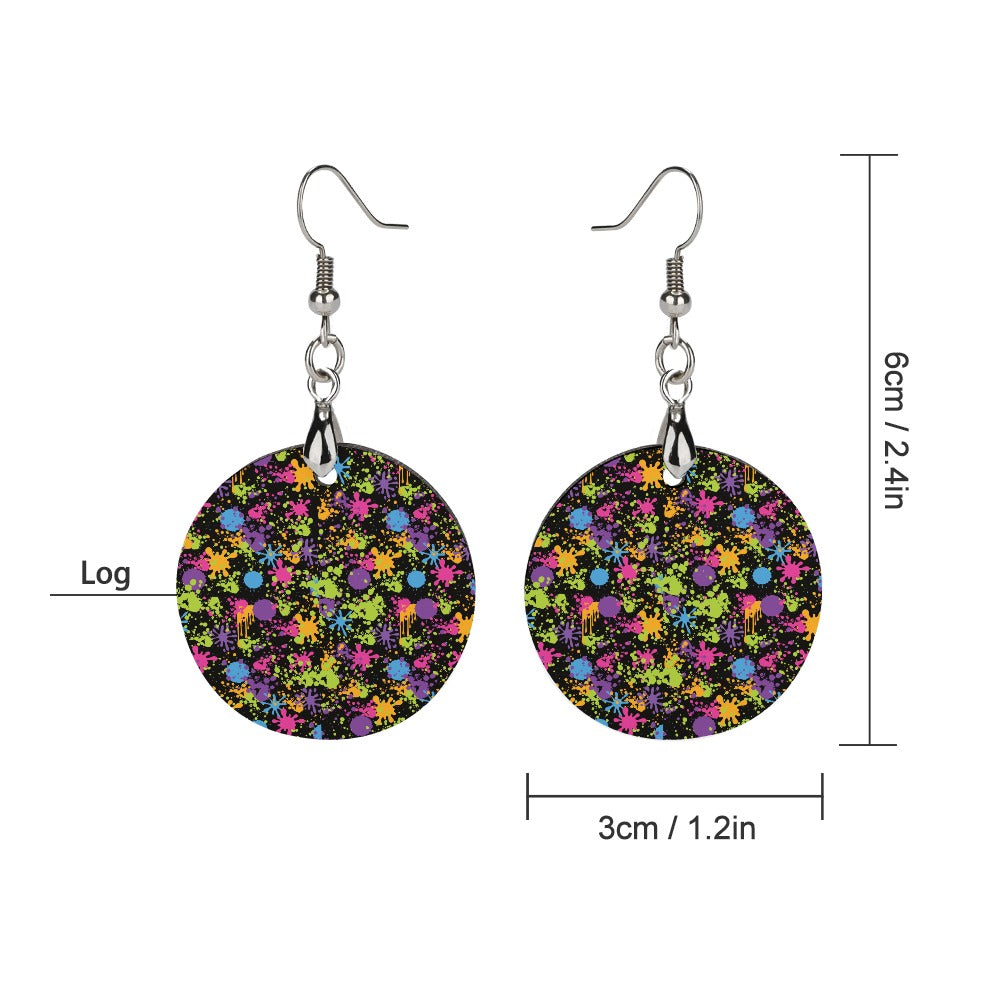 Wooden Paint Splotch Earrings
