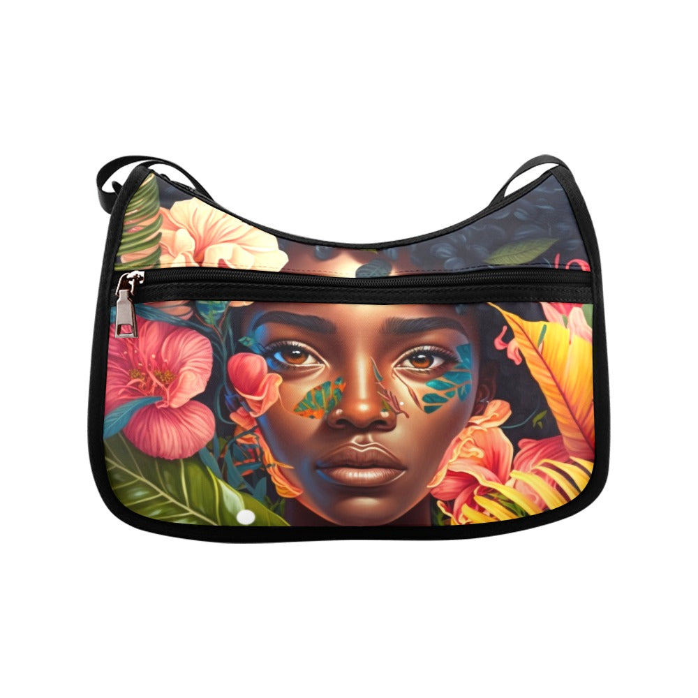 Floral African American Beauty Shoulder Bag