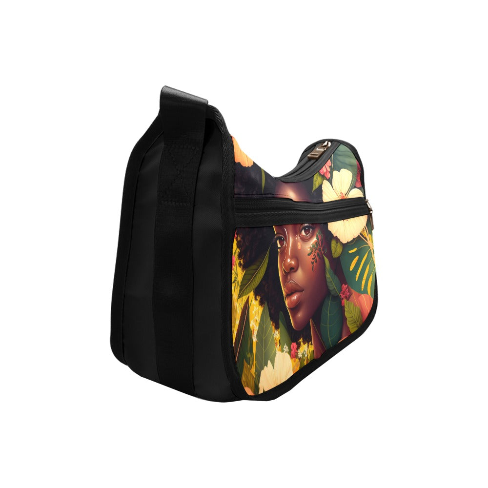 Floral African American Beauty Shoulder Bag