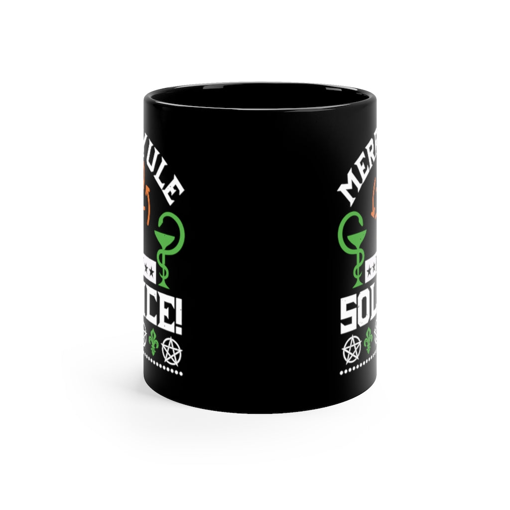 Merry Yule Happy Solstice 11oz Black Mug