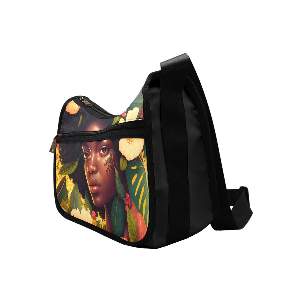 Floral African American Beauty Shoulder Bag