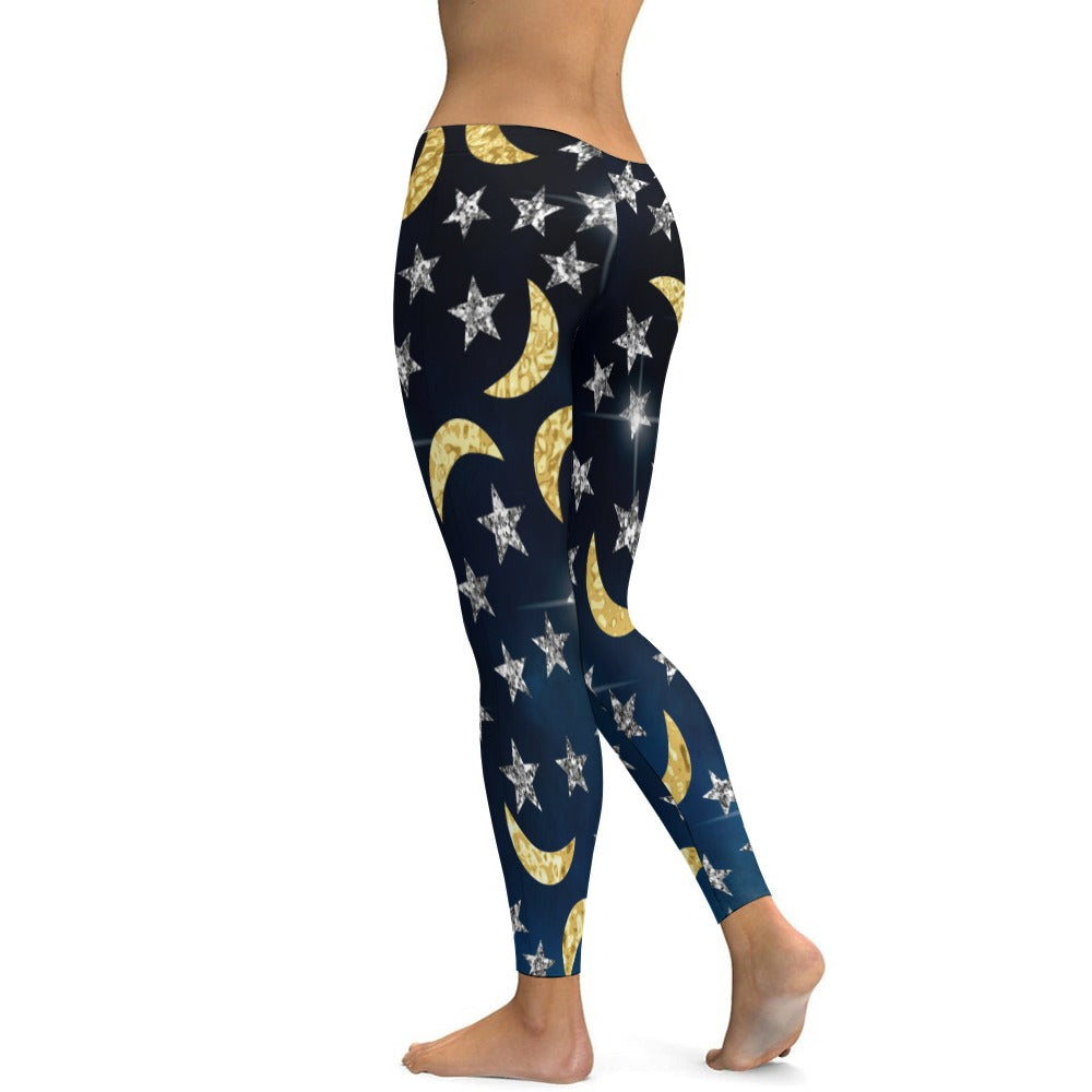 Moon and Stars Soft Ladies Tight Yoga Pants