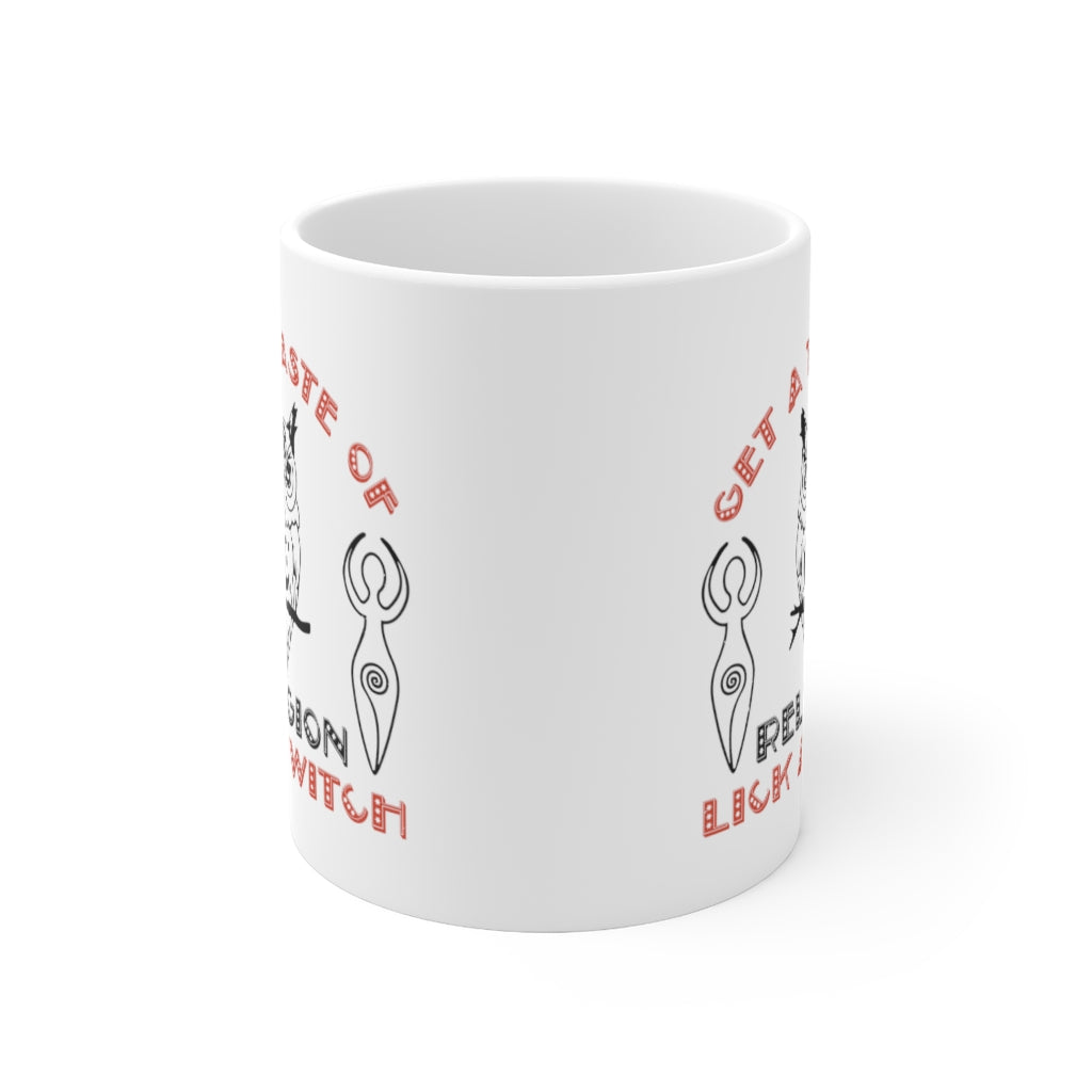 Get a Taste of Religion LICK A WITCH Ceramic Mug 11oz