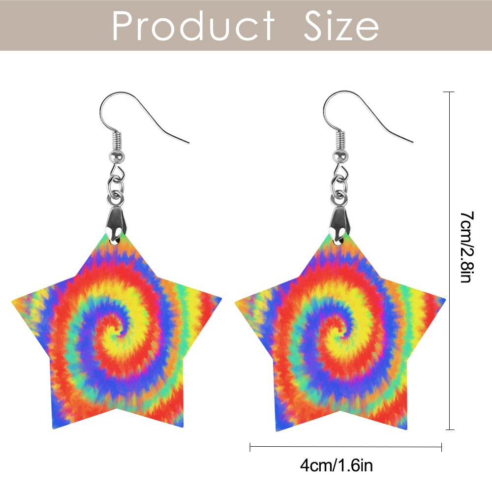 Wooden Tie Dye Swirl Earrings