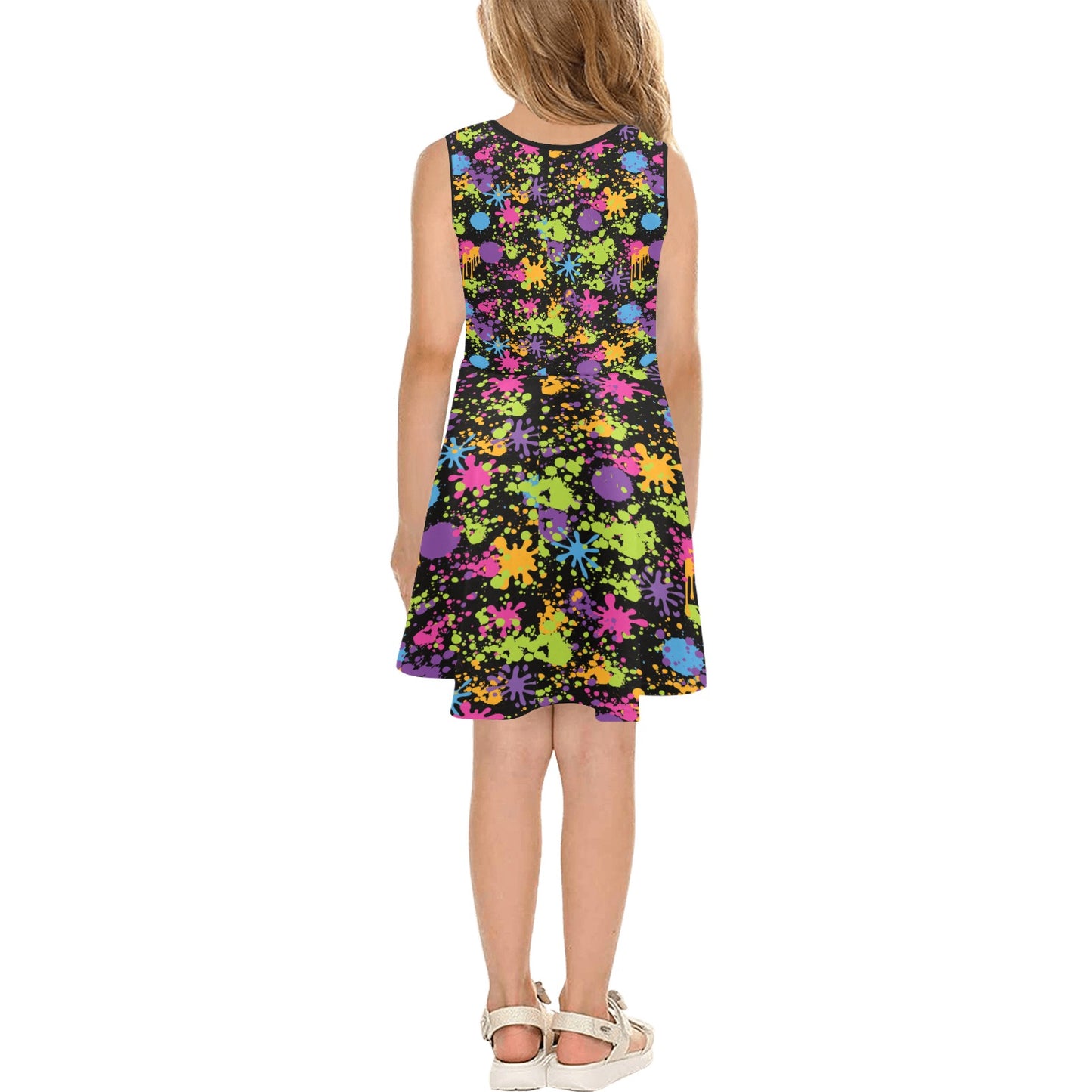 Paint Splats Sleeveless Sundress(ModelD56)