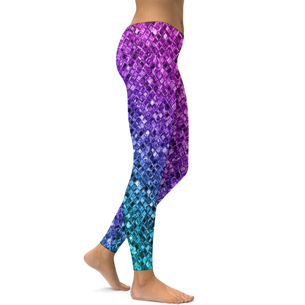 Ombre Glitter Soft Ladies Tight Yoga Pants