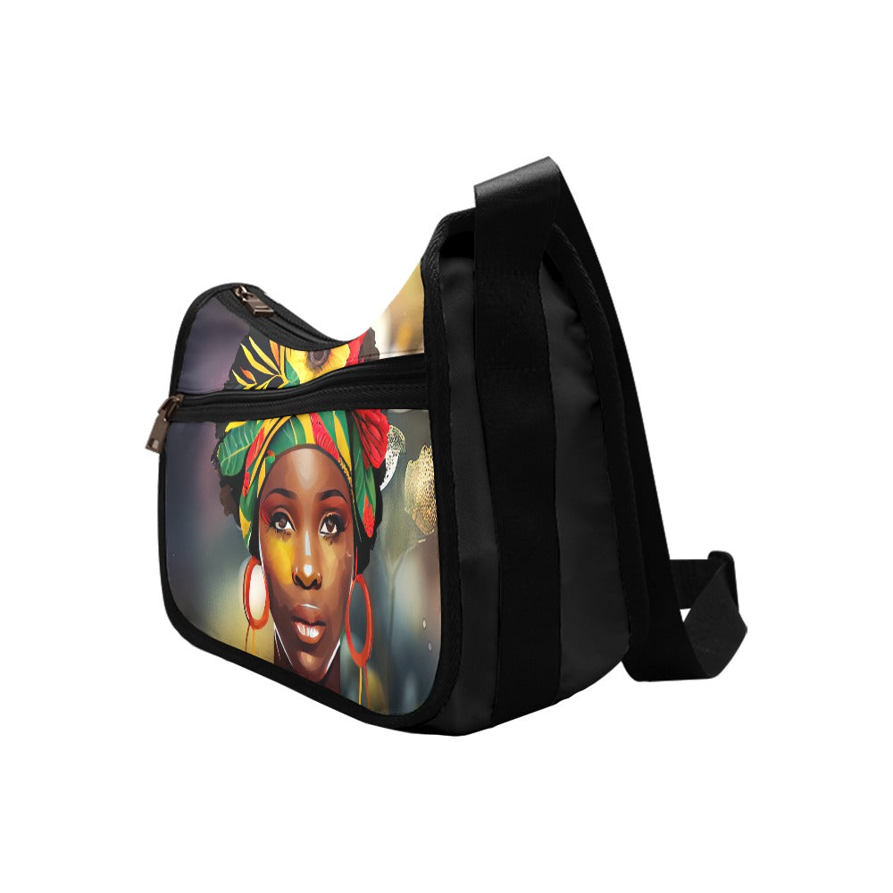 Floral African American Beauty Shoulder Bag