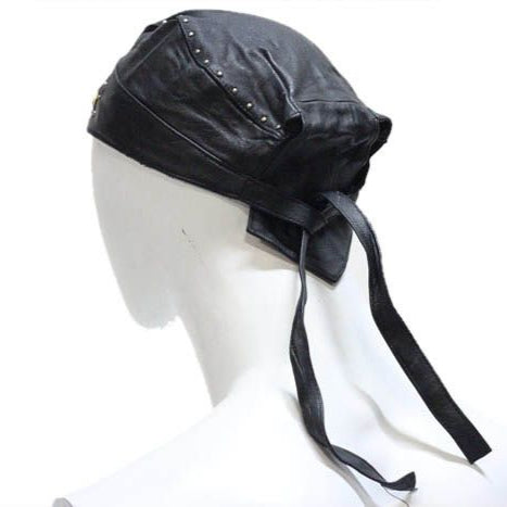 Biker Skull Cap with Beads and Studs