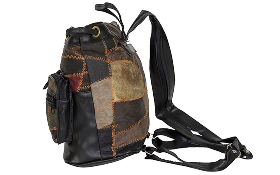 Women's Brown & Beige Patchwork Leather Shoulder Bag