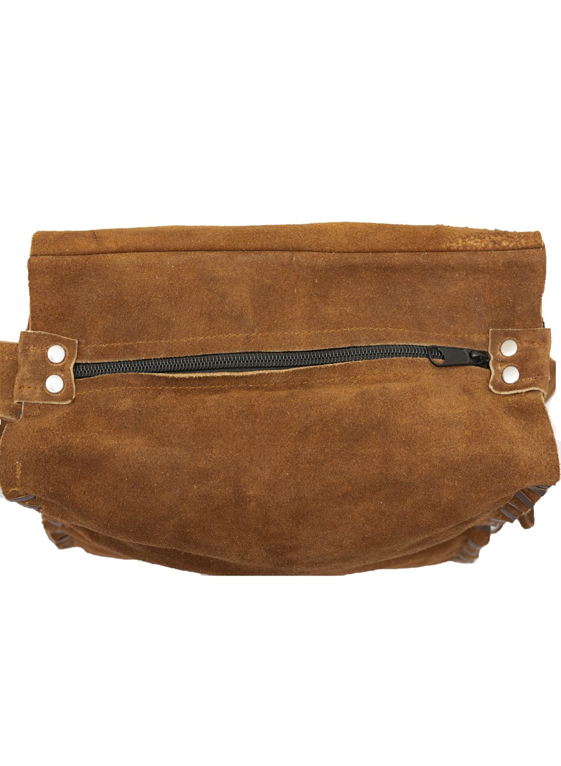 Women's Genuine Brown Suede Pocketbook with Peace Sign