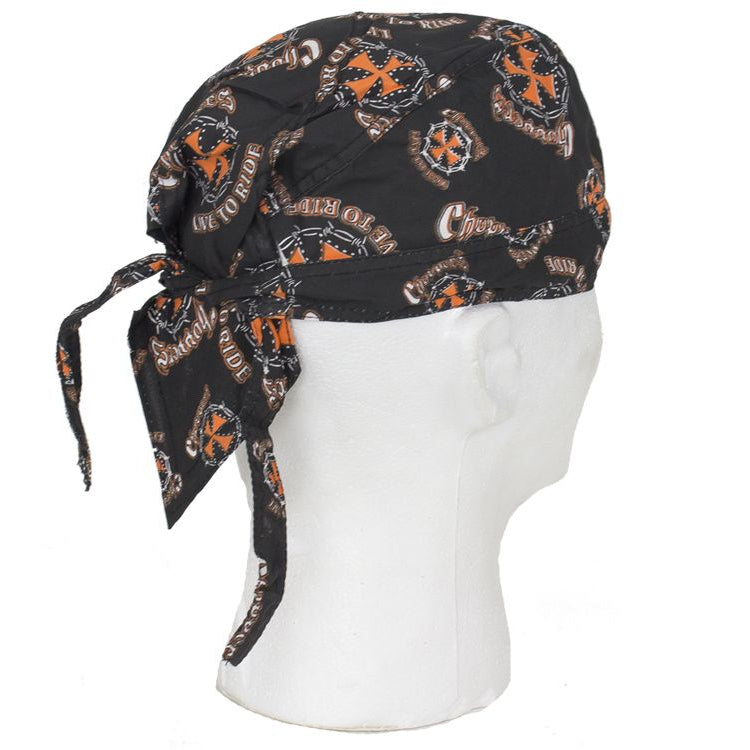 Cotton Skull Cap W/ Chopper Cross & Live To Ride Logo 12pcs/pack