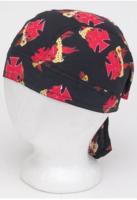 Cotton Skull Caps W/ Crosses And Flames 12pcs/pack