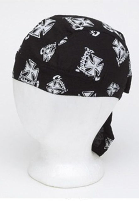 Cotton Skull Cap W/ White Chopper Cross 12pcs/pack