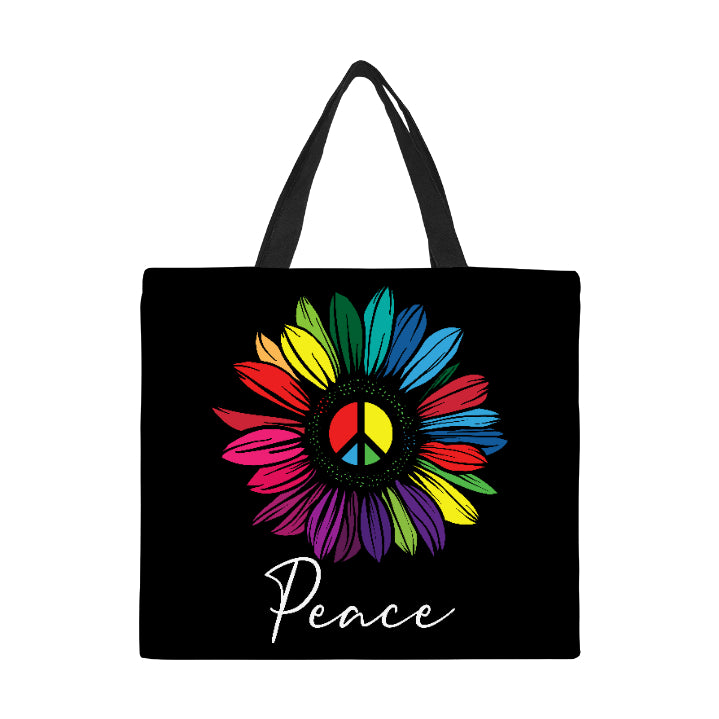 Peace Sunflower Canvas Tote Bag Large