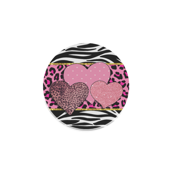 Animal Print Hearts Round Coaster