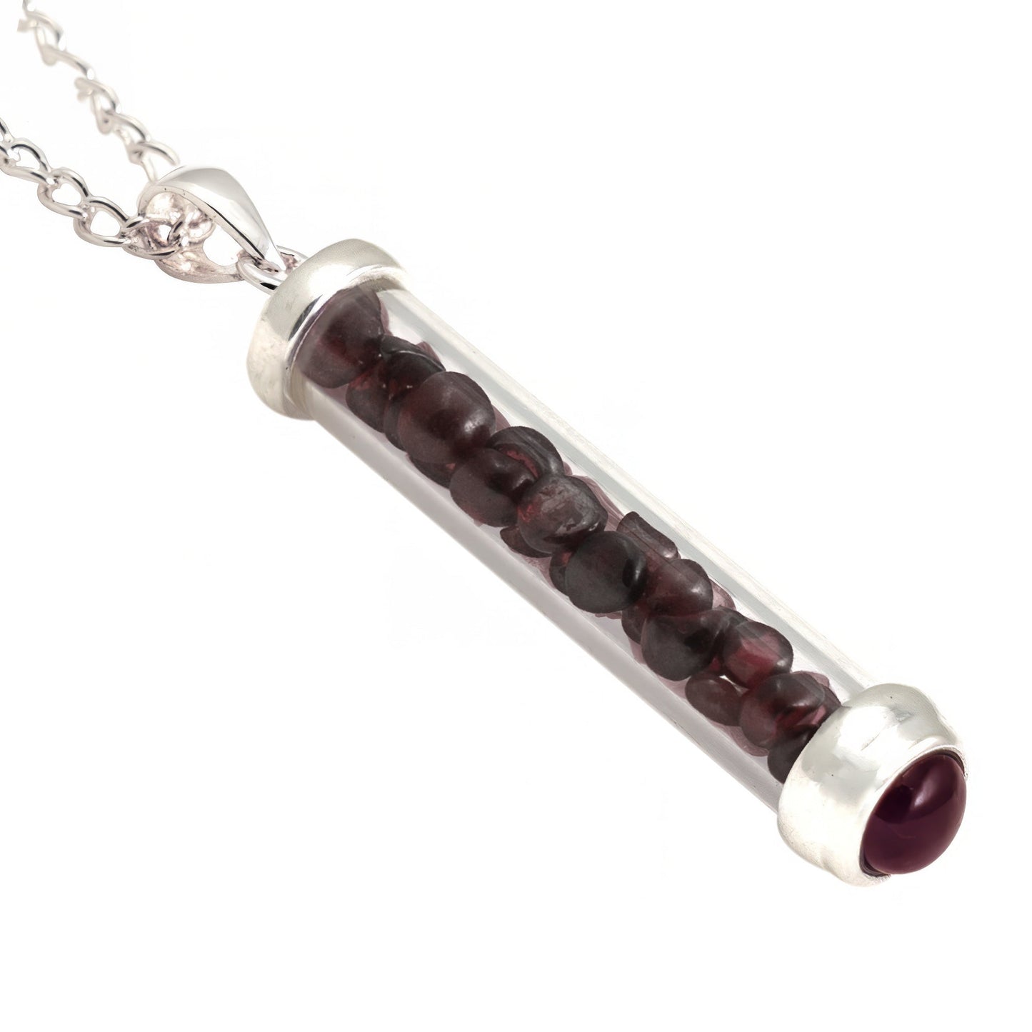 GARNET GEM POWER VIAL PENDANT FOR ROMANCE