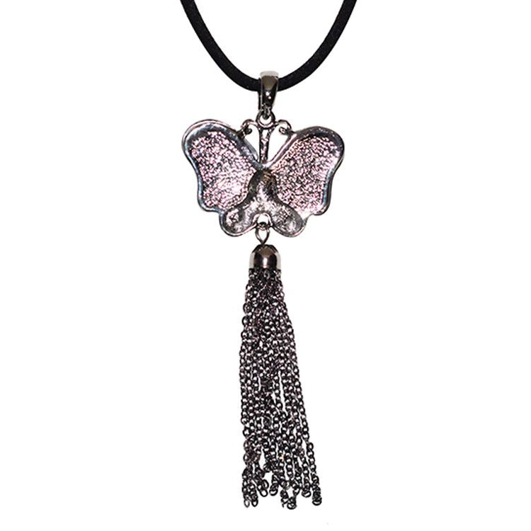 Black & Silver Butterfly Necklace