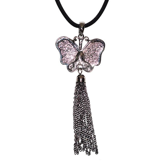 Black & Silver Butterfly Necklace
