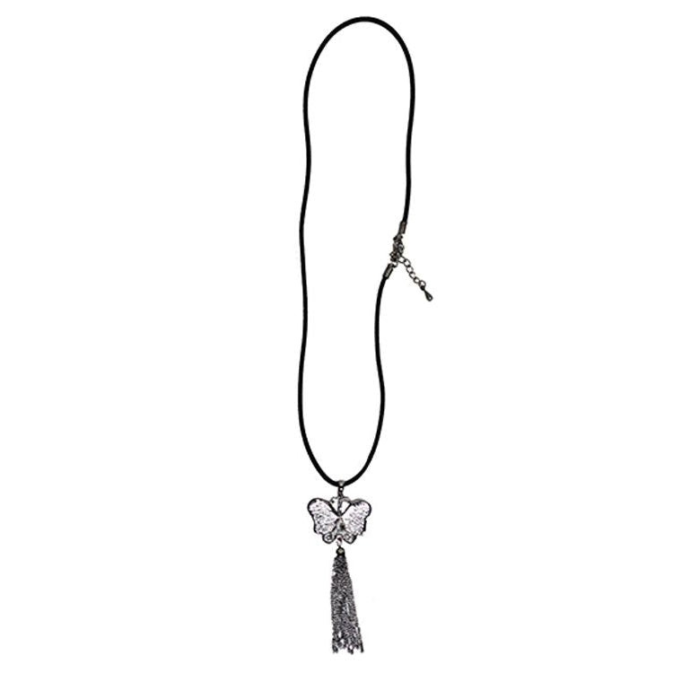 Black & Silver Butterfly Necklace