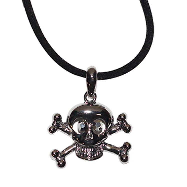 Black Velvet Necklace with Skull & Bones Pendent