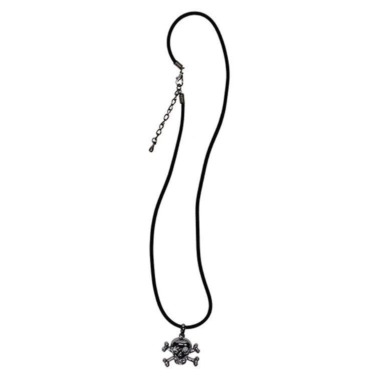 Black Velvet Necklace with Skull & Bones Pendent