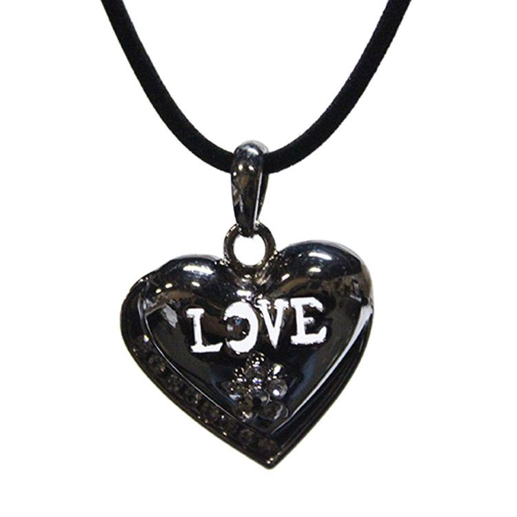 Black Velvet Cord with Silver Heart