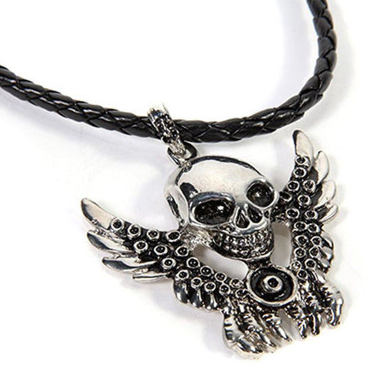 Pewter Flying Skull Pendent