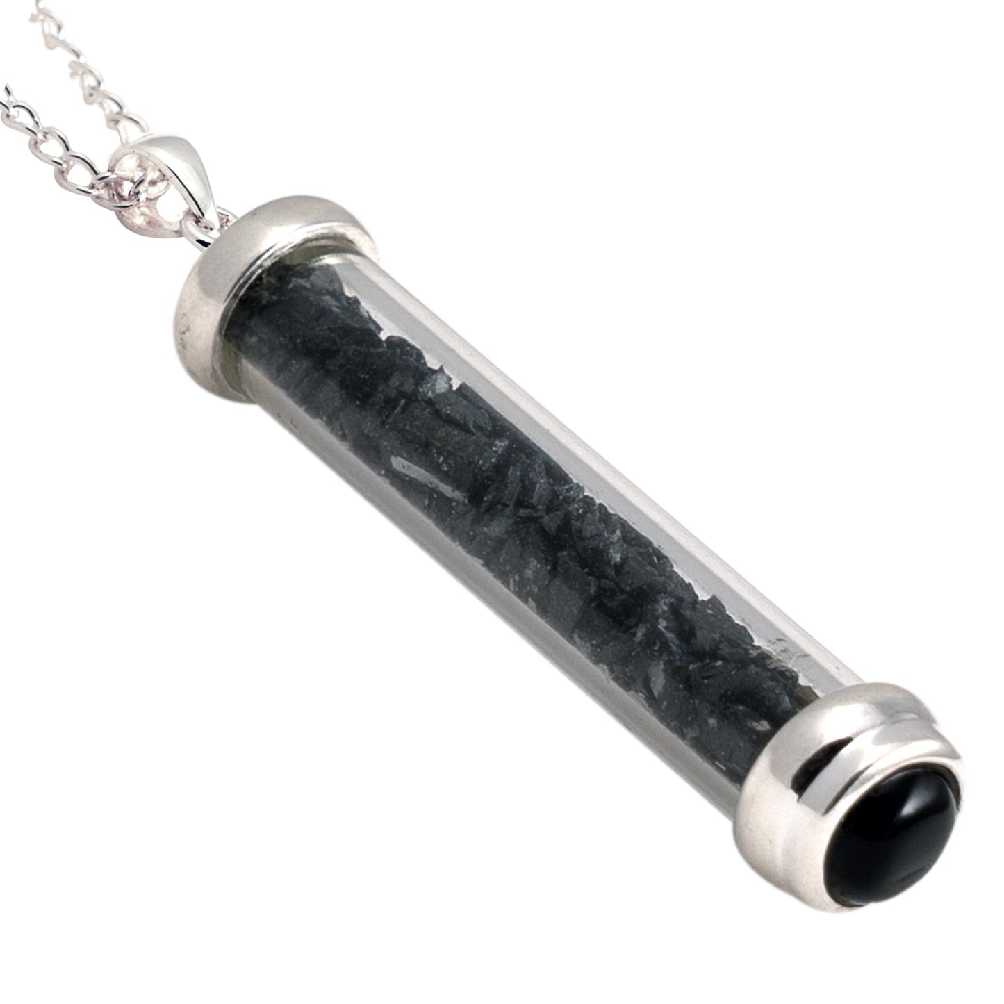 BLACK TOURMALINE GEM POWER VIAL PENDANT FOR PROTECTION