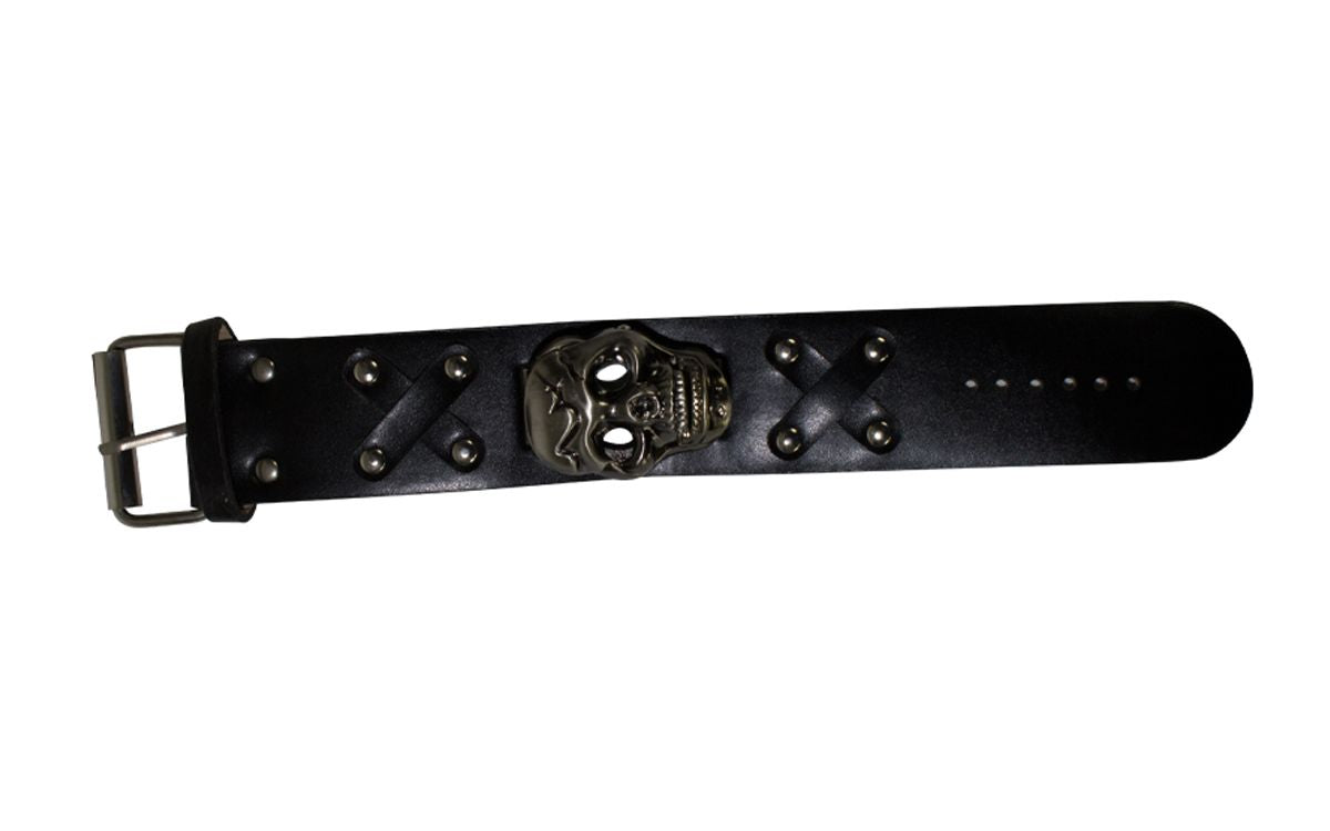 Black Wristband / Watchband with Skull