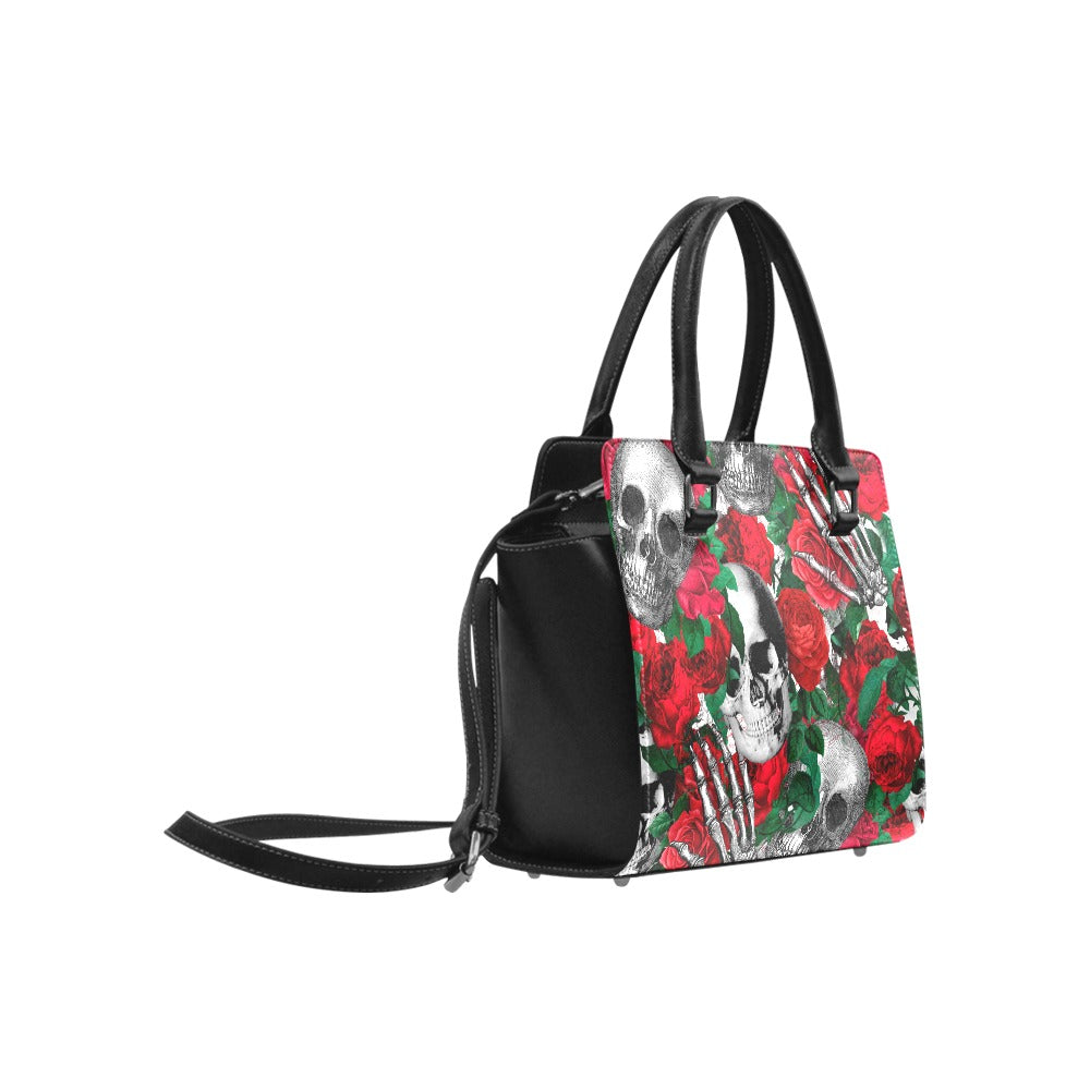 Skulls and Roses Classic Shoulder Handbag