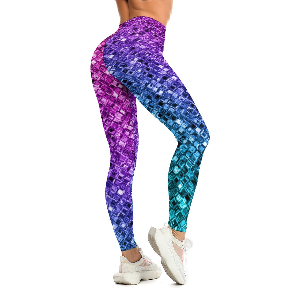 Ombre Glitter Soft Ladies Tight Yoga Pants