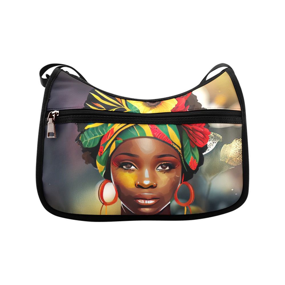 Floral African American Beauty Shoulder Bag