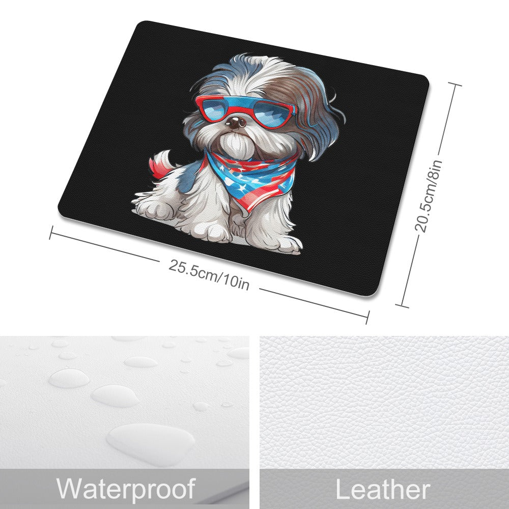 Patriotic Shih Tzu Leather Mouse Pad