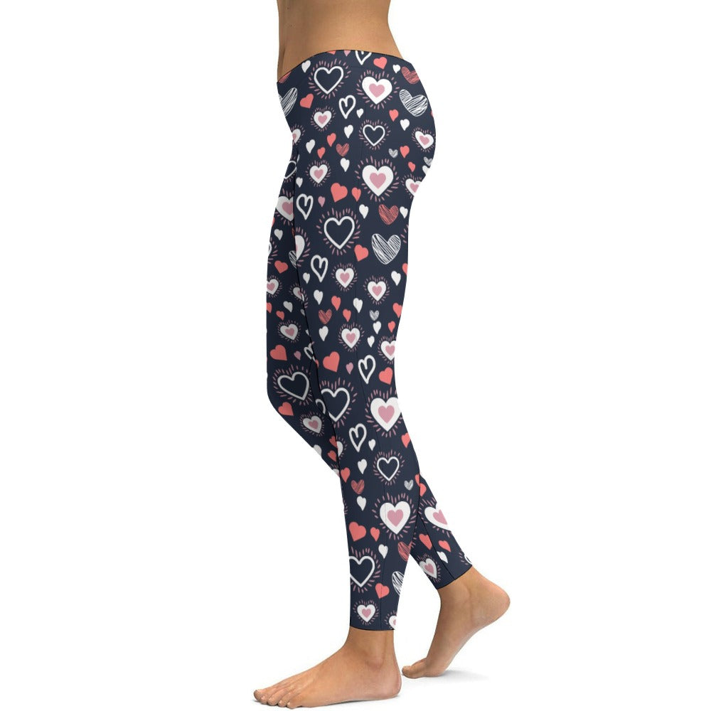 Colorful Hearts Soft Ladies Tight Yoga Pants