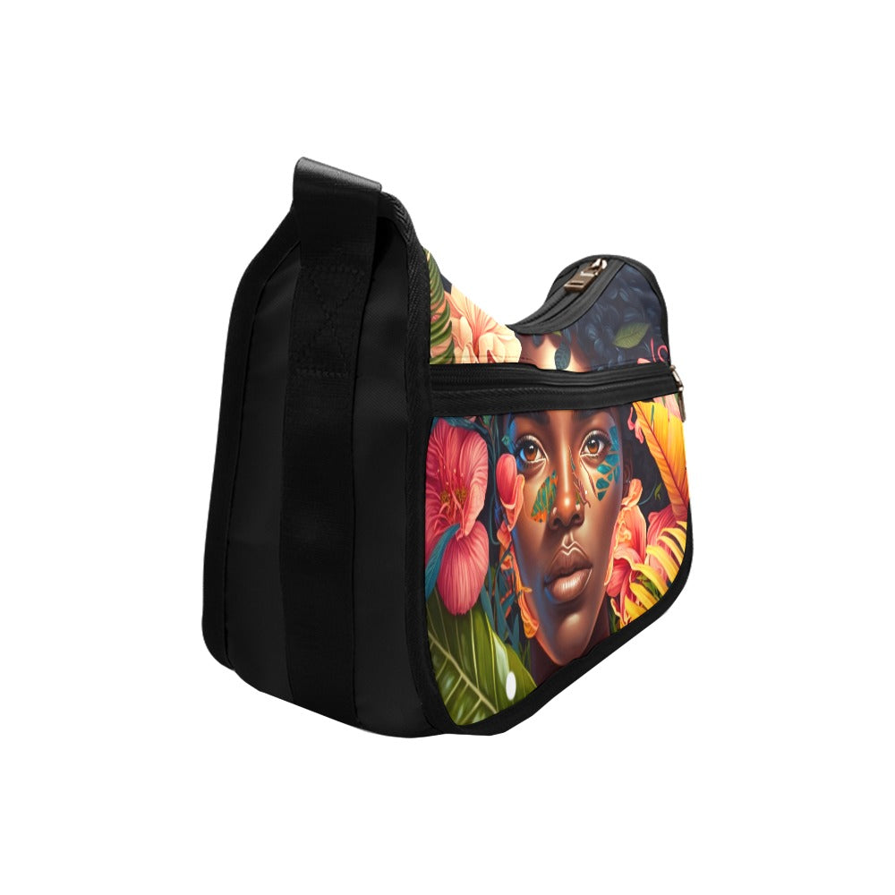 Floral African American Beauty Shoulder Bag