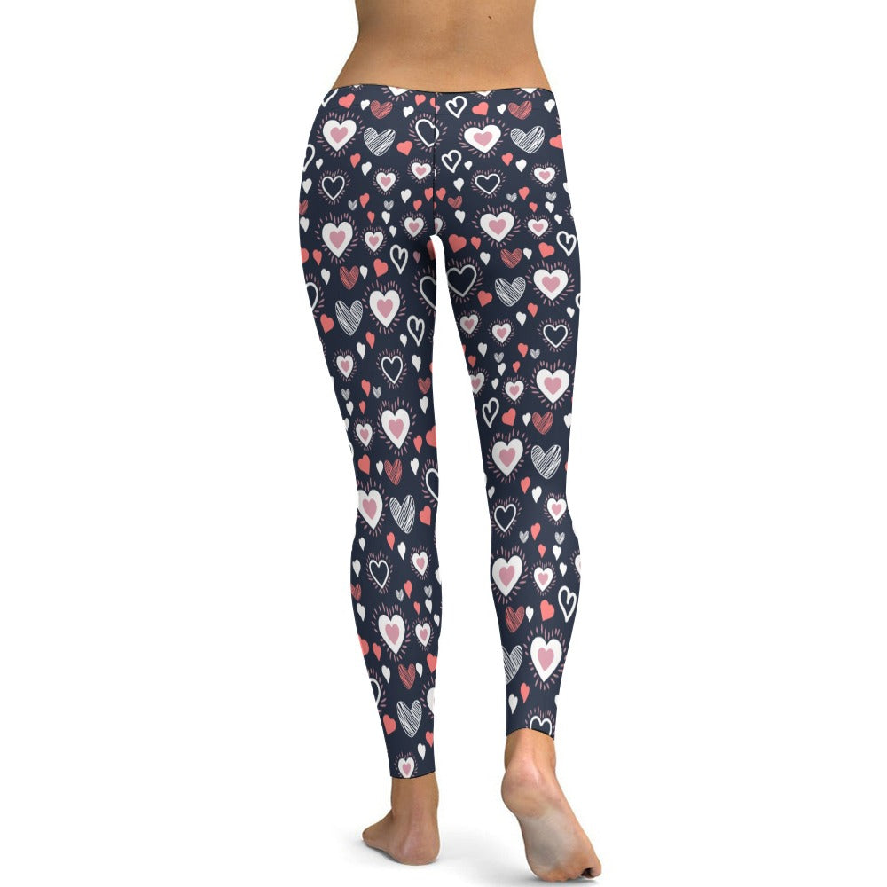 Colorful Hearts Soft Ladies Tight Yoga Pants