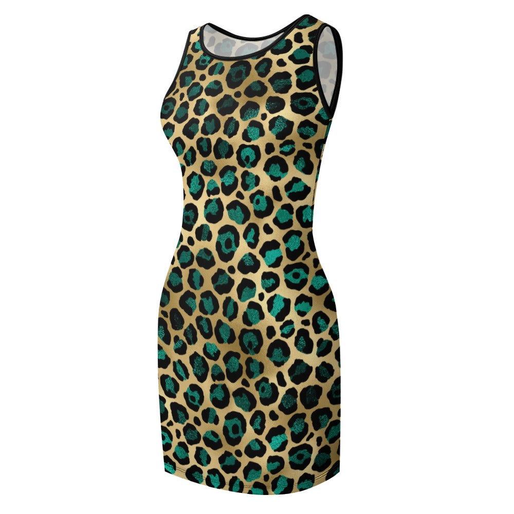 Green Gold Slim Fit Sleeveless Tank Dress